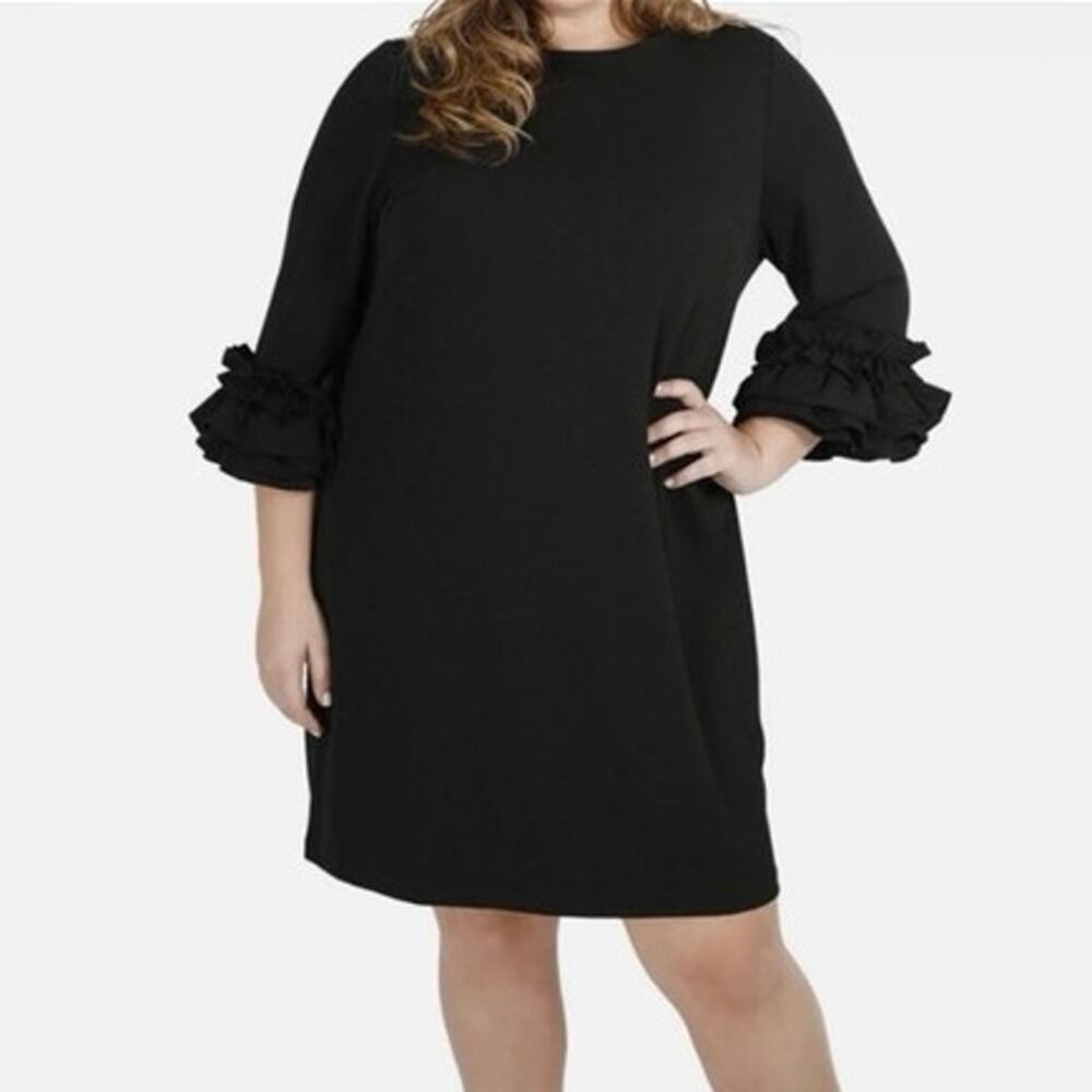 Maree Pour Toi Women's Black Ruffle Sleeve Sheath Dress Size 20